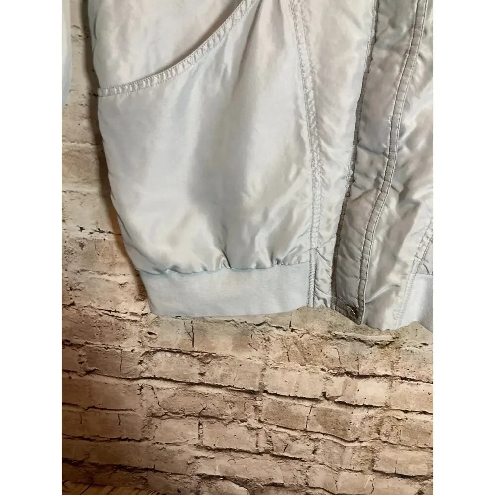 Vintage Ashton Cove Silk Jacket Women Medium Baby Icy Blue Zip Up Ultra Soft 80s